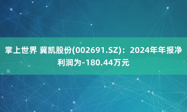 掌上世界 冀凯股份(002691.SZ)：2024年年报净利润为-180.44万元